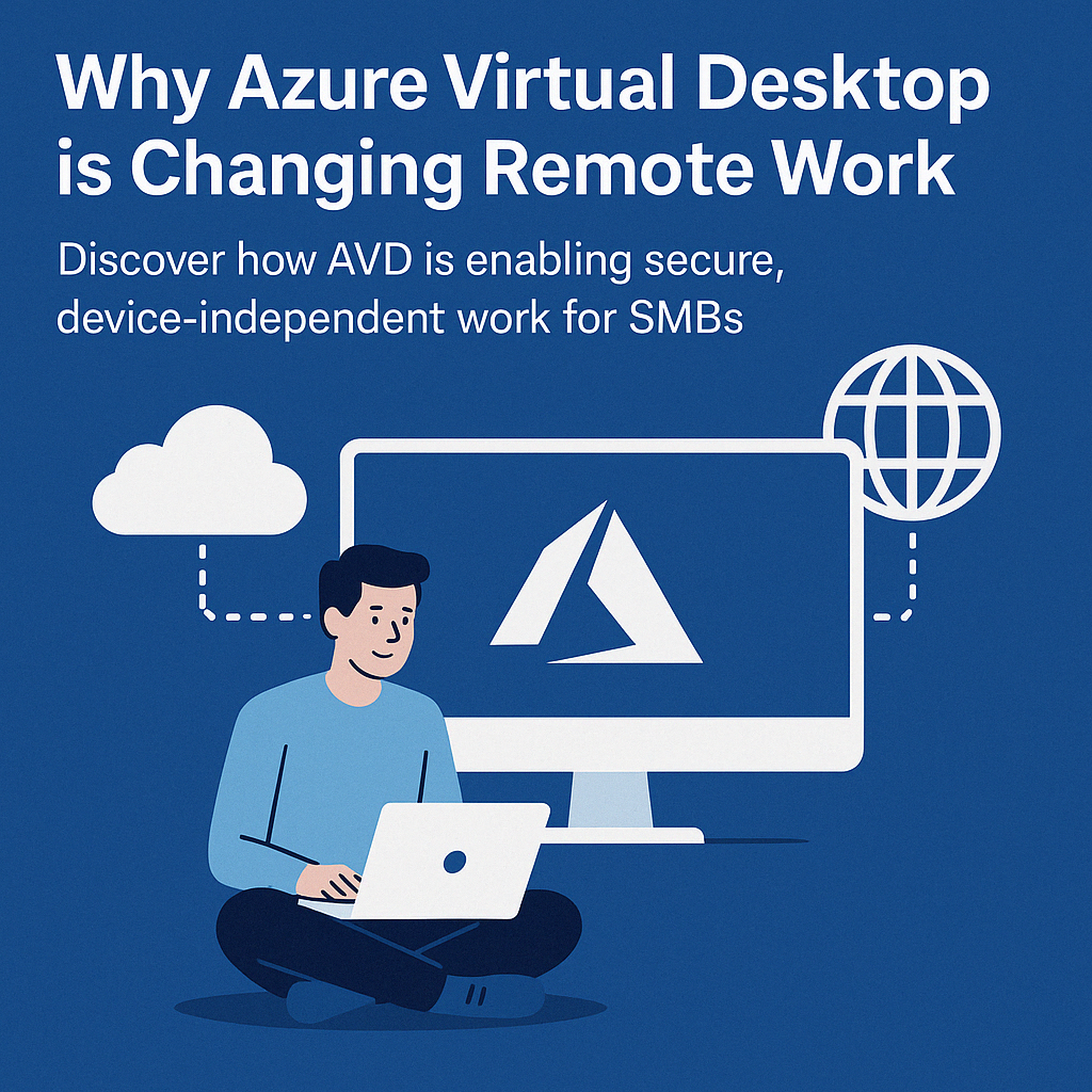 Graphic illustrating Azure Virtual Desktop for secure remote work