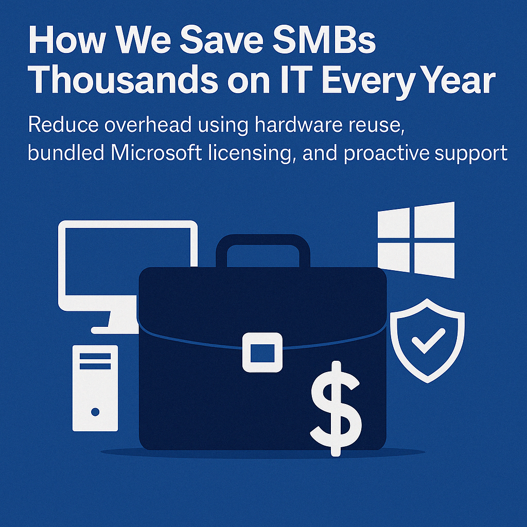Graphic illustrating IT cost savings for SMBs with managed Microsoft solutions